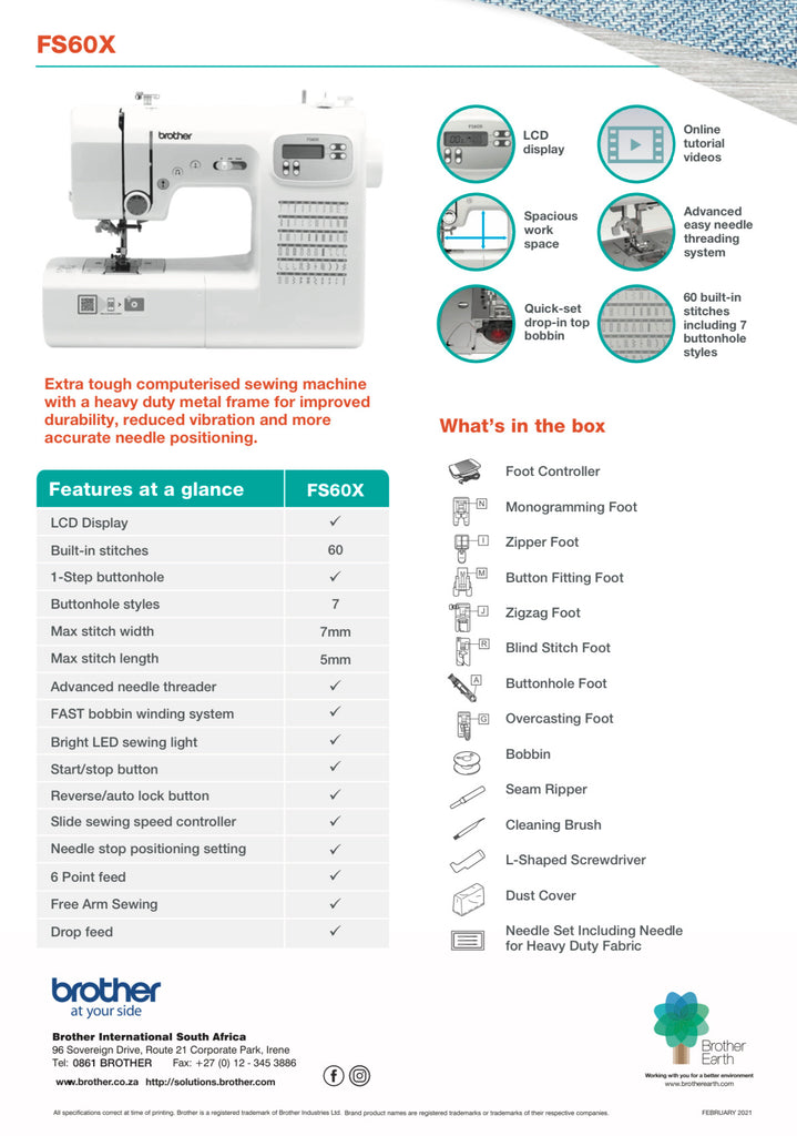 Brother FS60X Computerized Sewing Machine Heart and Home