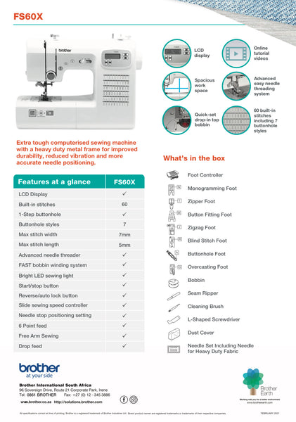 Brother FS60X Computerized Sewing Machine – Heart and Home